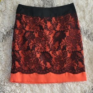 The Limited Black and Orange Embellished Mini Pencil Skirt